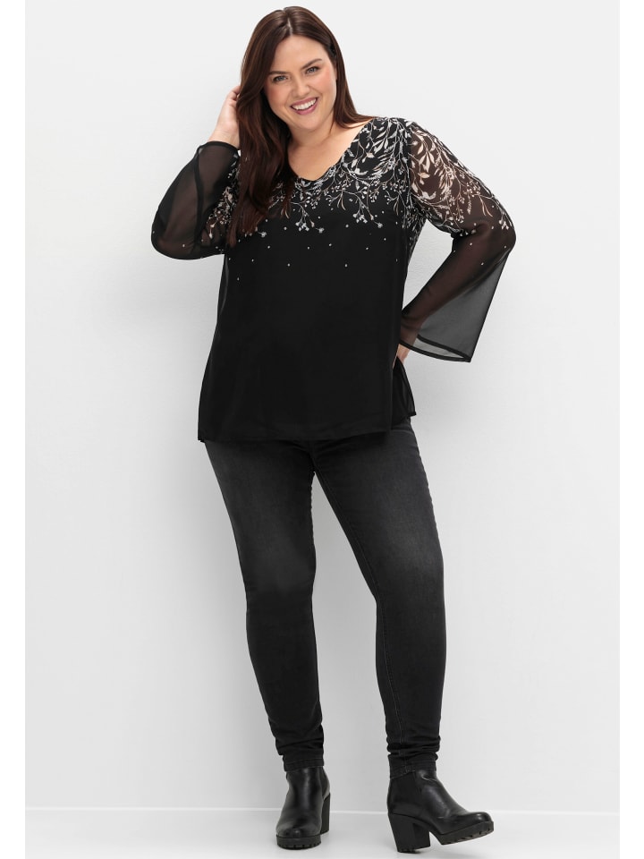 Шифоновая блузка в черно-белый узор sheego
Шифоновая блузка в черно-белый узор sheego