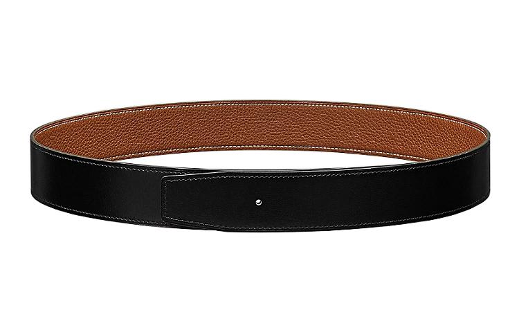 Кожаные ремни из телячьей кожи мужские черный/коричневый Ширина: 3.8 см HERMES 
Кожаные ремни из телячьей кожи мужские черный/коричневый Ширина: 3.8 см HERMES