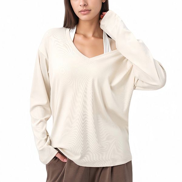 Женский топ с длинным рукавом, V-образным вырезом и свободным кроем Anna-Kaci, Light Beige
Женский топ с длинным рукавом, V-образным вырезом и свободным кроем Anna-Kaci, Light Beige