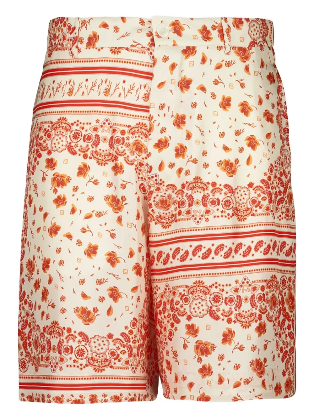 Шелковые шорты с принтом банданы FENDI, белый 
Шелковые шорты с принтом банданы FENDI, белый