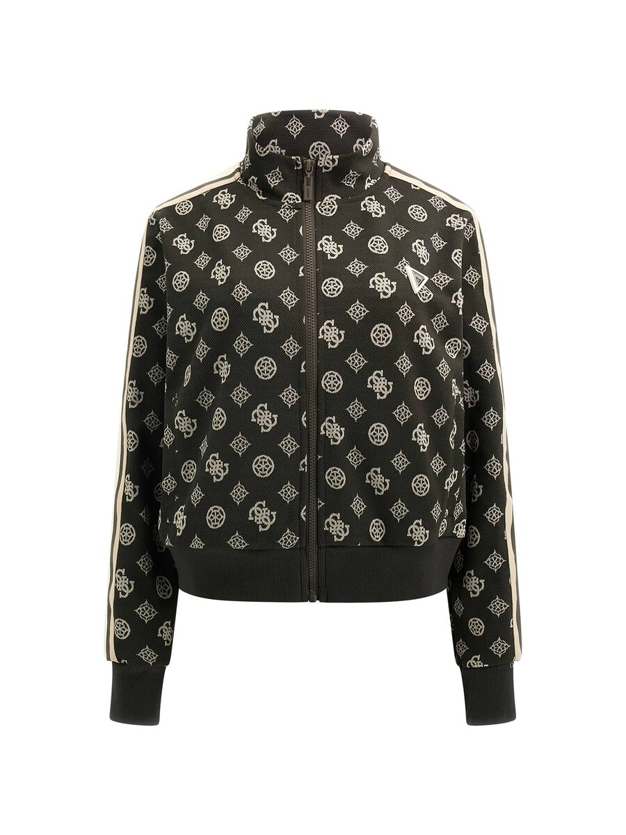 Толстовка с капюшоном на молнии GUESS, черный 
Толстовка с капюшоном на молнии GUESS, черный