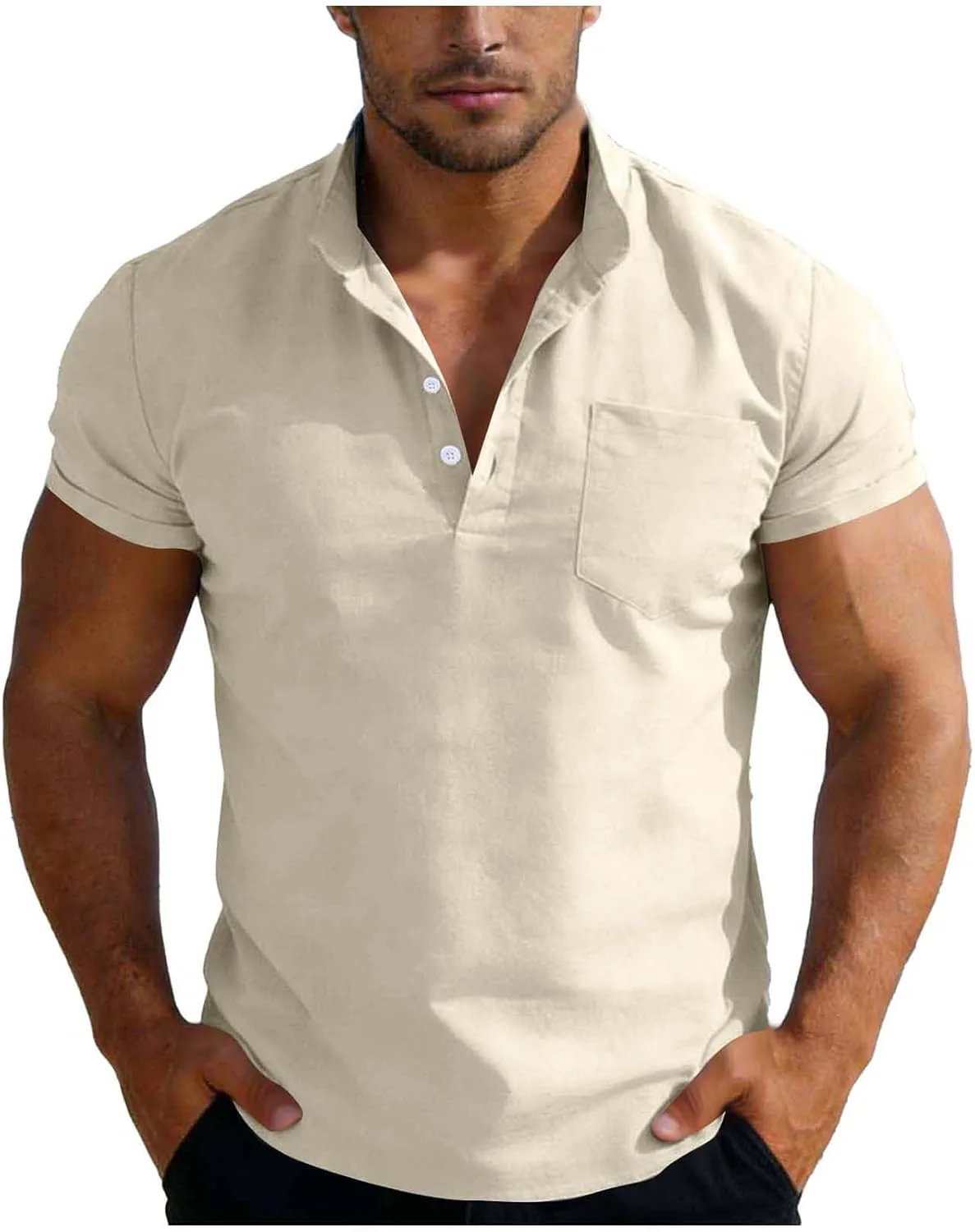 Мужская летняя рубашка-поло с коротким рукавом и нагрудным карманом
Мужская летняя рубашка-поло с коротким рукавом и нагрудным карманом