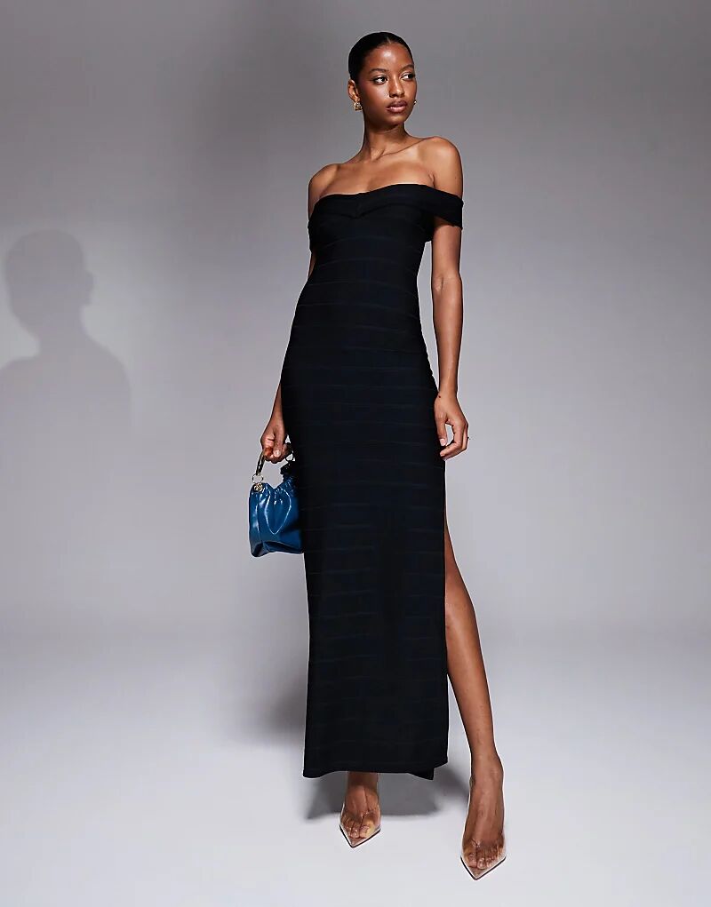 Эксклюзивное платье-макси Kaiia с боковыми разрезами и вырезом Bardot черного цвета
Эксклюзивное платье-макси Kaiia с боковыми разрезами и вырезом Bardot черного цвета