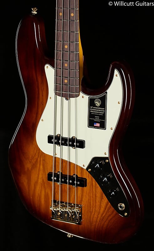 Басс гитара Fender 75th Anniversary Commemorative Jazz Bass Rosewood Fingerboard 2-Color Bourbon Burst Bass Guitar-US21033601-9.52 lbs
Басс гитара Fender 75th Anniversary Commemorative Jazz Bass Rosewood Fingerboard 2-Color Bourbon Burst Bass Guitar-US21033601-9.52 lbs