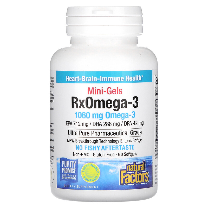 Natural Factors, Rx Omega-3 в мини-капсулах, омега-3, 1060 мг, 60 капсул (530 мг в 1 капсуле)
Natural Factors, Rx Omega-3 в мини-капсулах, омега-3, 1060 мг, 60 капсул (530 мг в 1 капсуле)