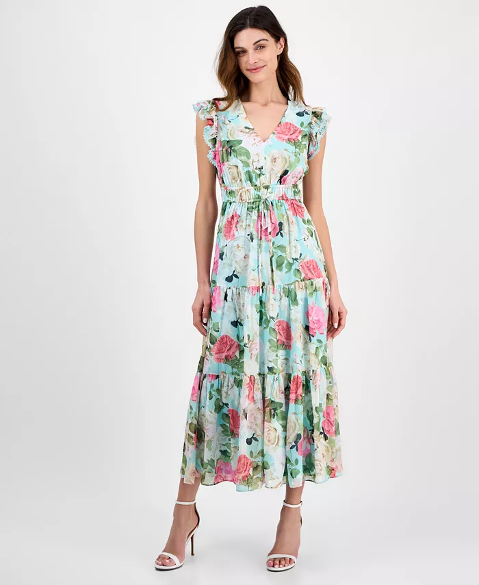 Женское платье миди с V-образным вырезом, рюшами и завязками Anne Klein, синий
Женское платье миди с V-образным вырезом, рюшами и завязками Anne Klein, синий