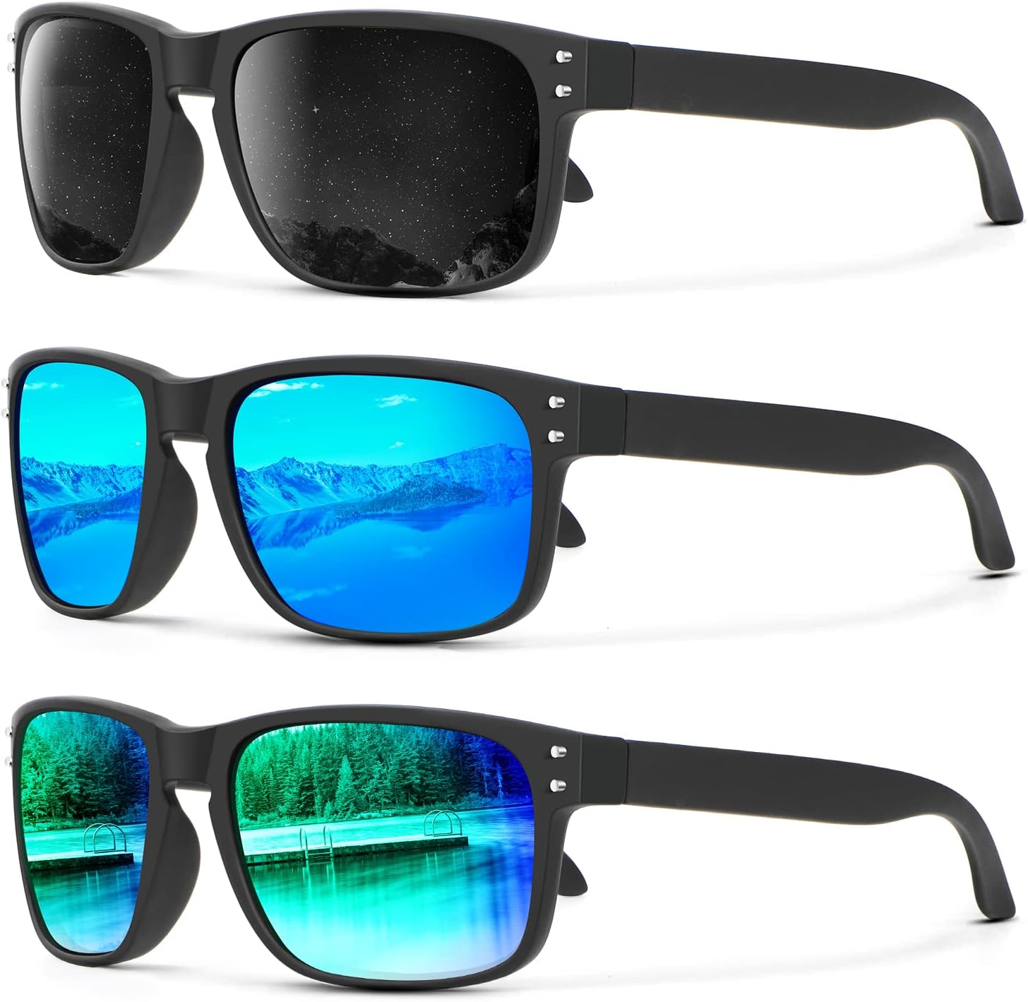 Поляризованные солнцезащитные очки KALIYADI для мужчин и женщин в винтажном стиле, подходят для рыбалки, бега, вождения и защиты от УФ-излучения, (3 Pack) Grey/Ice Blue/Green
Поляризованные солнцезащитные очки KALIYADI для мужчин и женщин в винтажном стиле, подходят для рыбалки, бега, вождения и защиты от УФ-излучения, (3 Pack) Grey/Ice Blue/Green