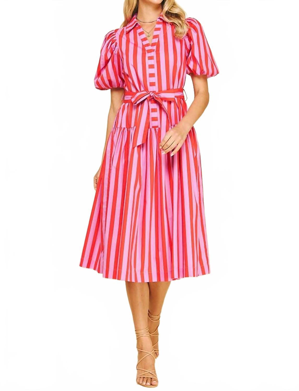 Полосатое платье миди с рукавами-фонариками в цвете клубничный сангрия PINCH, Strawberry Sangria
Полосатое платье миди с рукавами-фонариками в цвете клубничный сангрия PINCH, Strawberry Sangria