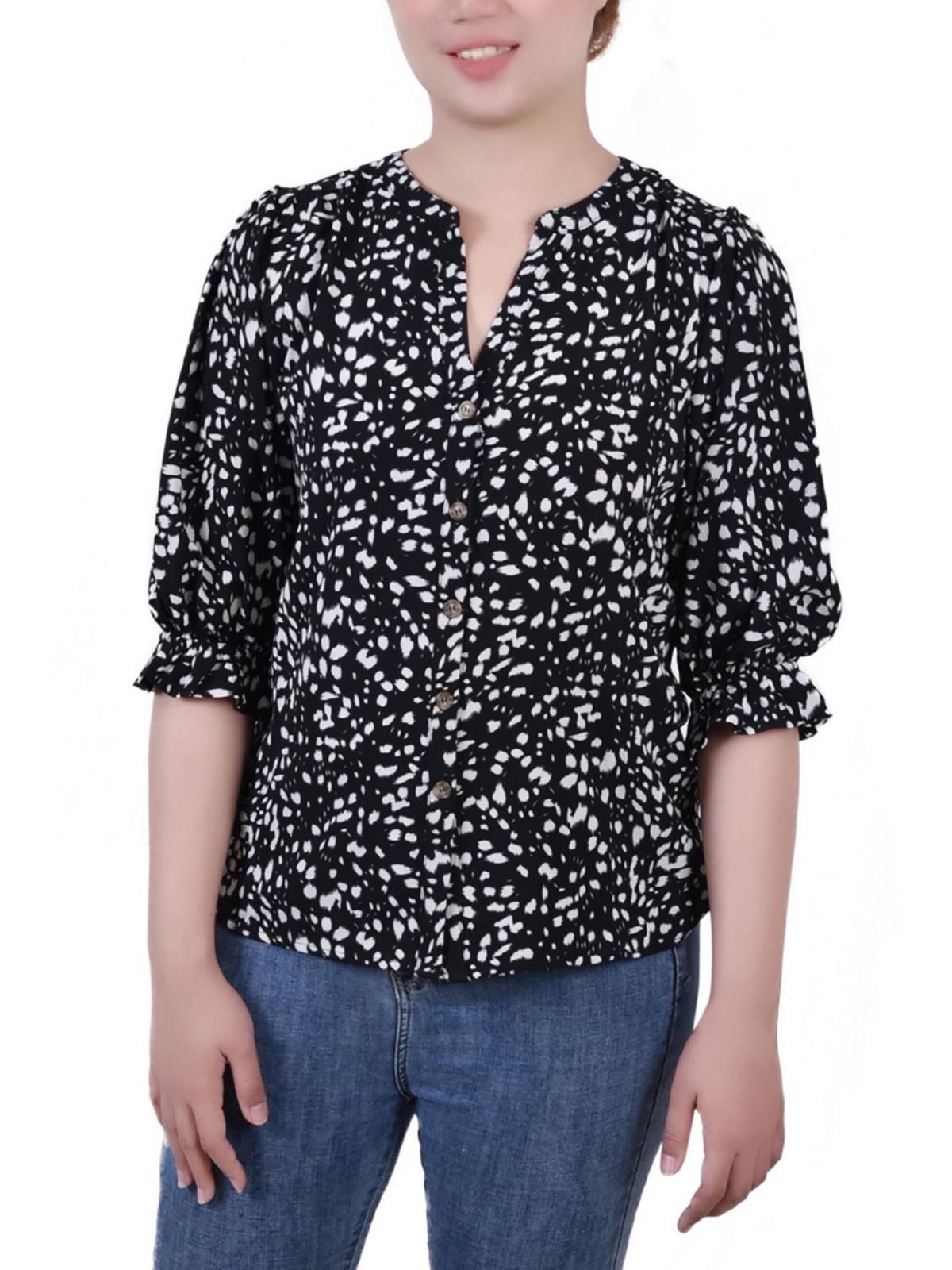 Женский топ Petites с разрезом на шее и цветочным принтом на пуговицах NY Collection, черный/слоновая кость
Женский топ Petites с разрезом на шее и цветочным принтом на пуговицах NY Collection, черный/слоновая кость