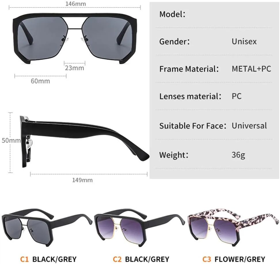 Большие солнцезащитные очки для женщин и мужчин, с плоской верхней частью, модные мужские солнцезащитные очки в винтажном стиле для активного отдыха MTZJH, Champagne
Большие солнцезащитные очки для женщин и мужчин, с плоской верхней частью, модные мужские солнцезащитные очки в винтажном стиле для активного отдыха MTZJH, Champagne