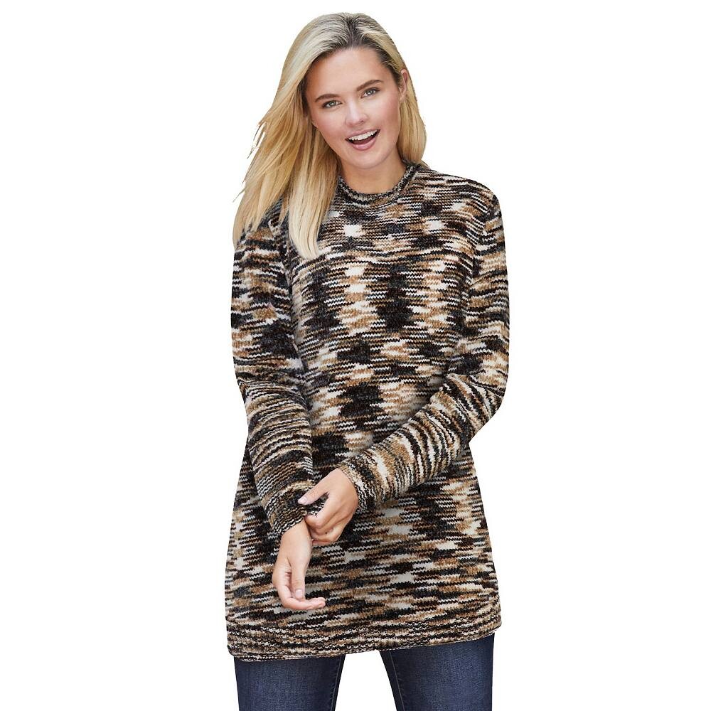 Женщина в женском синельном свитере больших размеров с круглым вырезом Woman Within, цвет Chocolate Space Dye
Женщина в женском синельном свитере больших размеров с круглым вырезом Woman Within, цвет Chocolate Space Dye