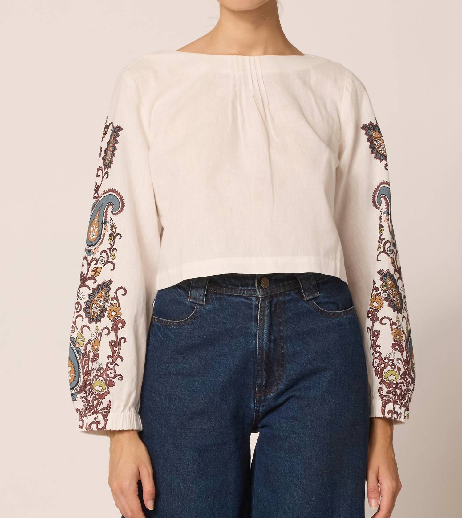 Блузка Georgia в белом цвете с узором пейсли Cleobella
Блузка Georgia в белом цвете с узором пейсли Cleobella