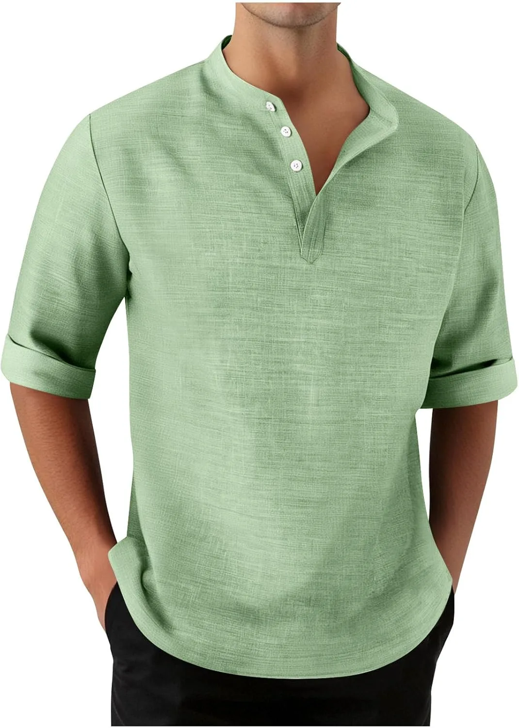 Мужская льняная рубашка хенли Regular Fit с 3/4 рукавом
Мужская льняная рубашка хенли Regular Fit с 3/4 рукавом