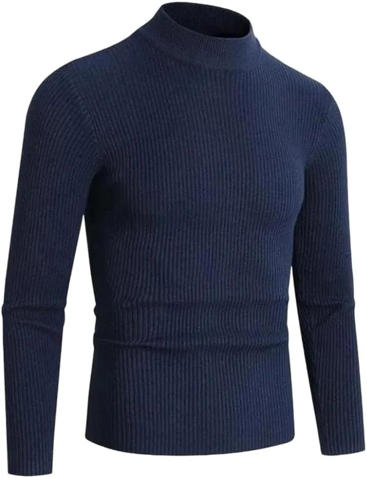 Длинный свитер с высоким воротником и полосками
Длинный свитер с высоким воротником и полосками