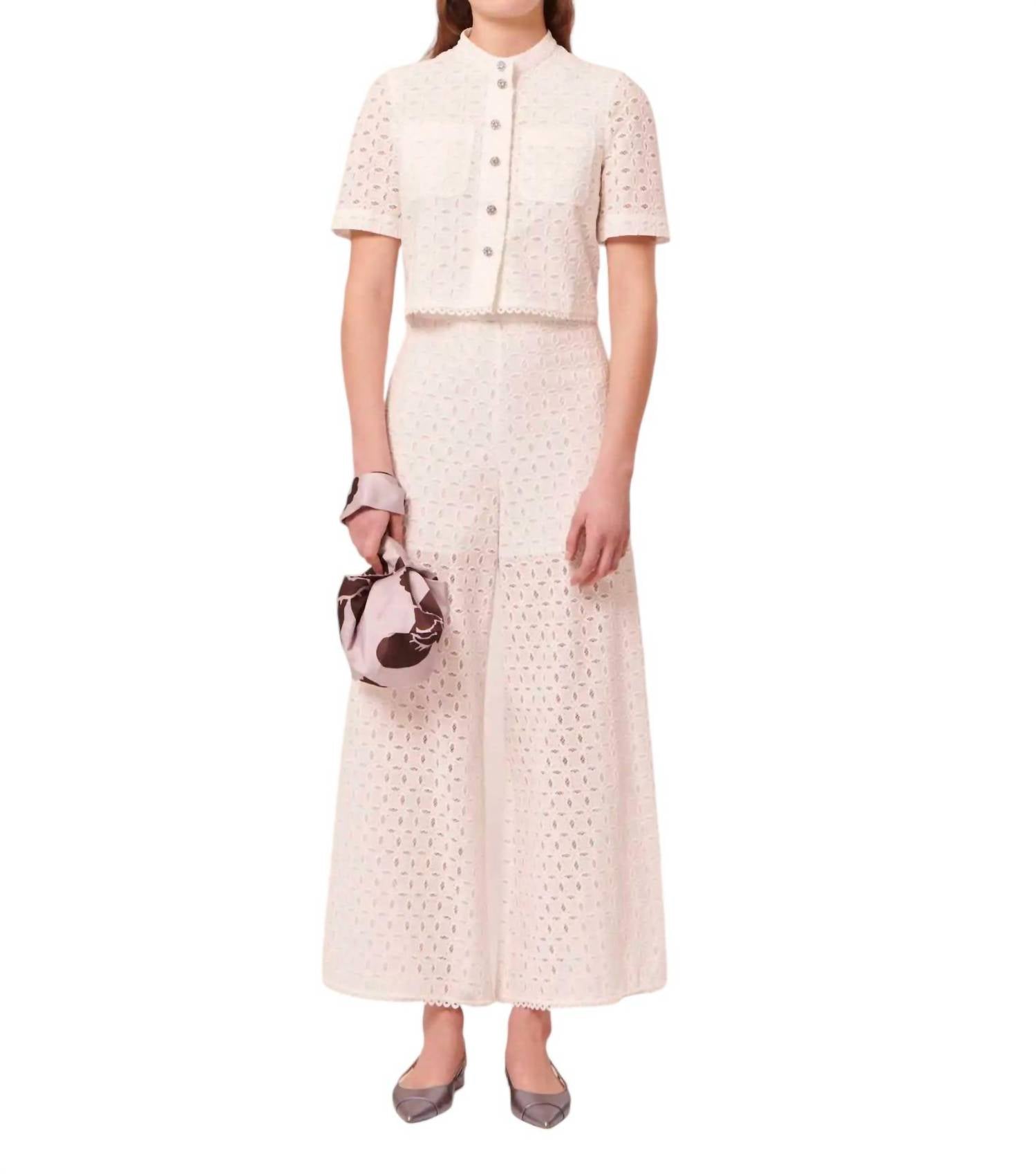 Вышитые брюки Paquita белого цвета TARA JARMON 
Вышитые брюки Paquita белого цвета TARA JARMON