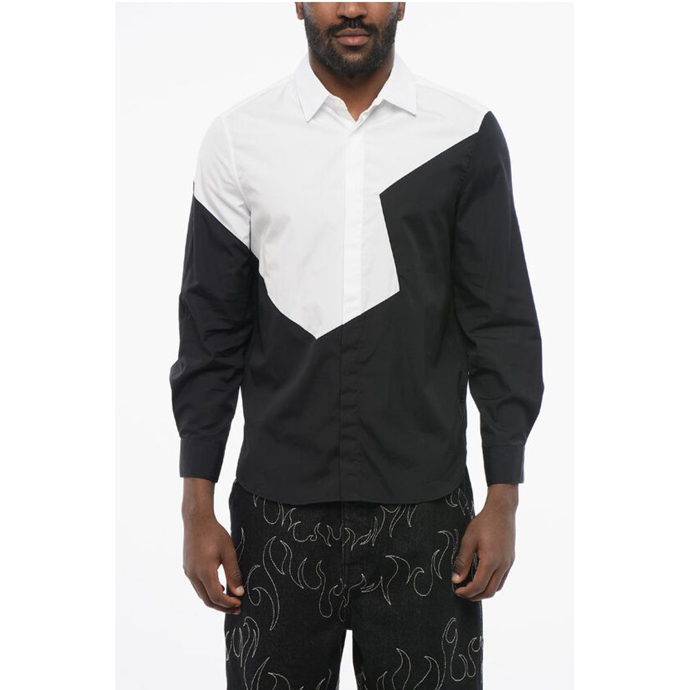 Двухцветная рубашка свободного кроя с отложным воротником Neil Barrett, Black and White
Двухцветная рубашка свободного кроя с отложным воротником Neil Barrett, Black and White