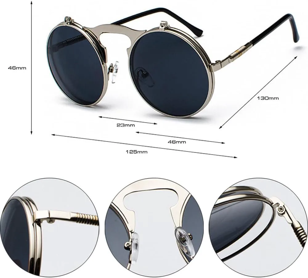 Складные солнцезащитные очки в стиле стимпанк небольшого размера, круглые, с металлическим покрытием, для мужчин, с пружинными дужками generic, Black Green Mirror
Складные солнцезащитные очки в стиле стимпанк небольшого размера, круглые, с металлическим покрытием, для мужчин, с пружинными дужками generic, Black Green Mirror