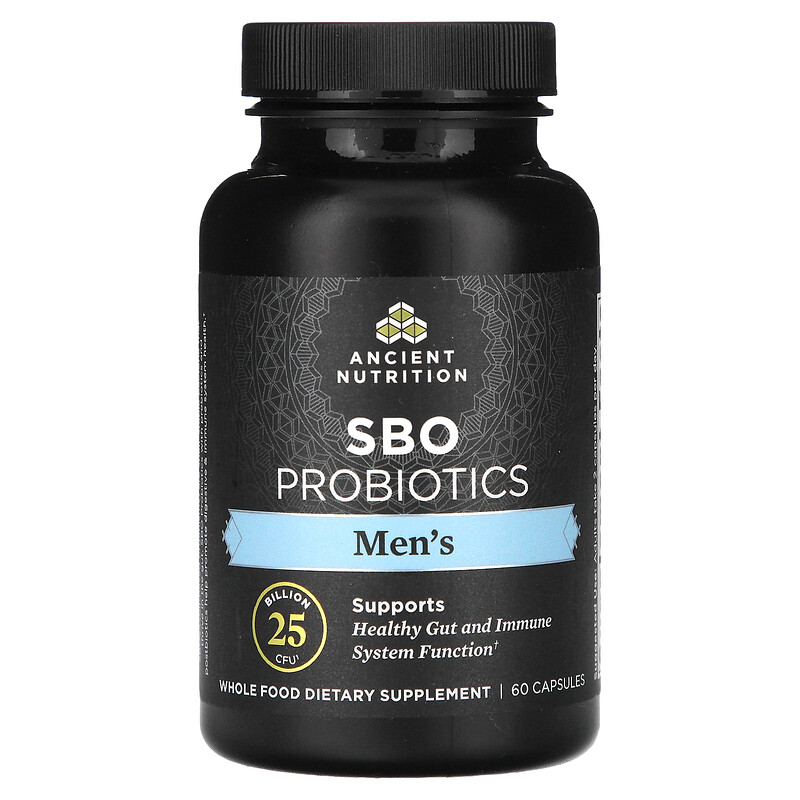 Ancient Nutrition, Men's SBO Probiotics, 25 Billion CFU, 60 Capsules
Ancient Nutrition, Men's SBO Probiotics, 25 Billion CFU, 60 Capsules