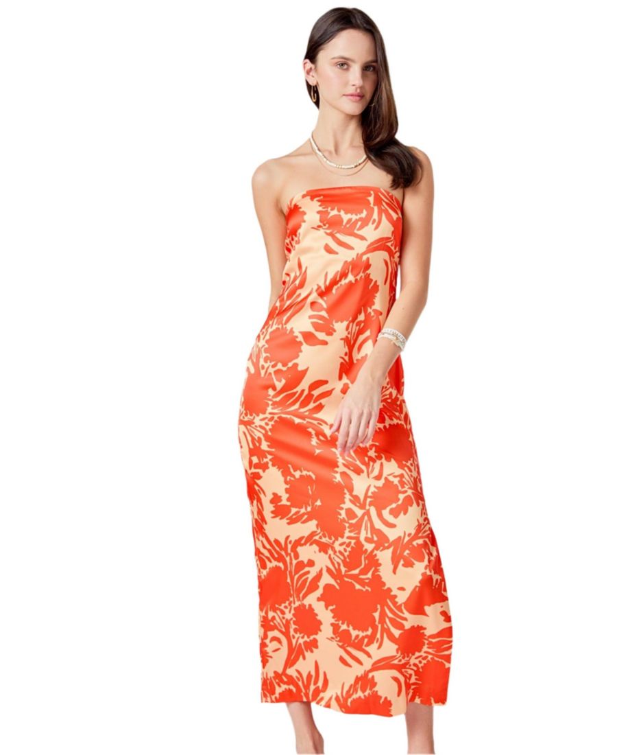 Женское длинное платье без бретелей с принтом endless rose, Orange
Женское длинное платье без бретелей с принтом endless rose, Orange