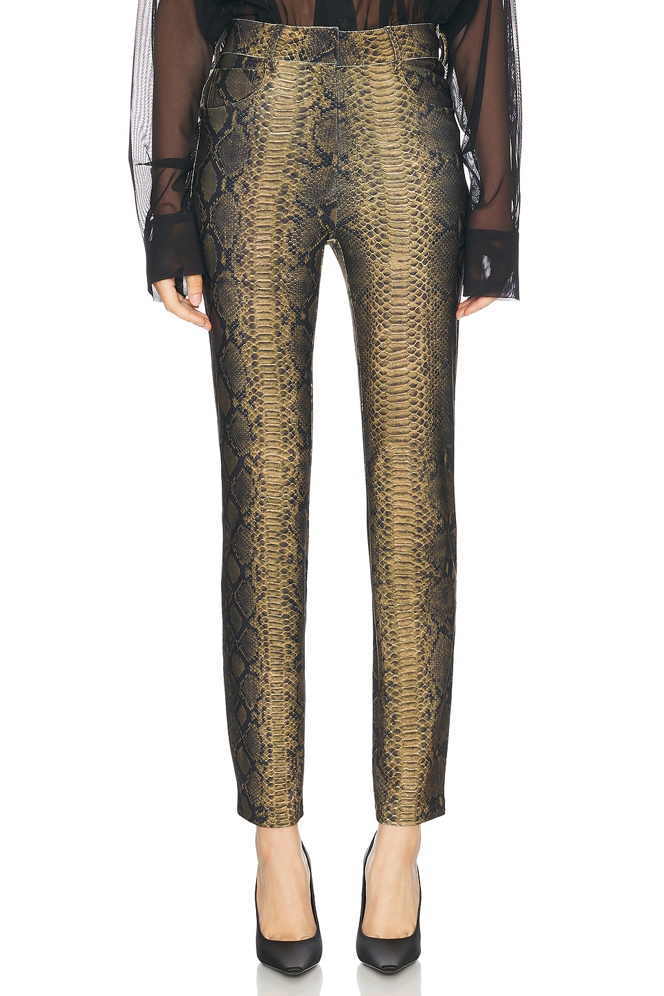 Джинсы с завышенной талией и прямыми штанинами Norma Kamali, Python
Джинсы с завышенной талией и прямыми штанинами Norma Kamali, Python