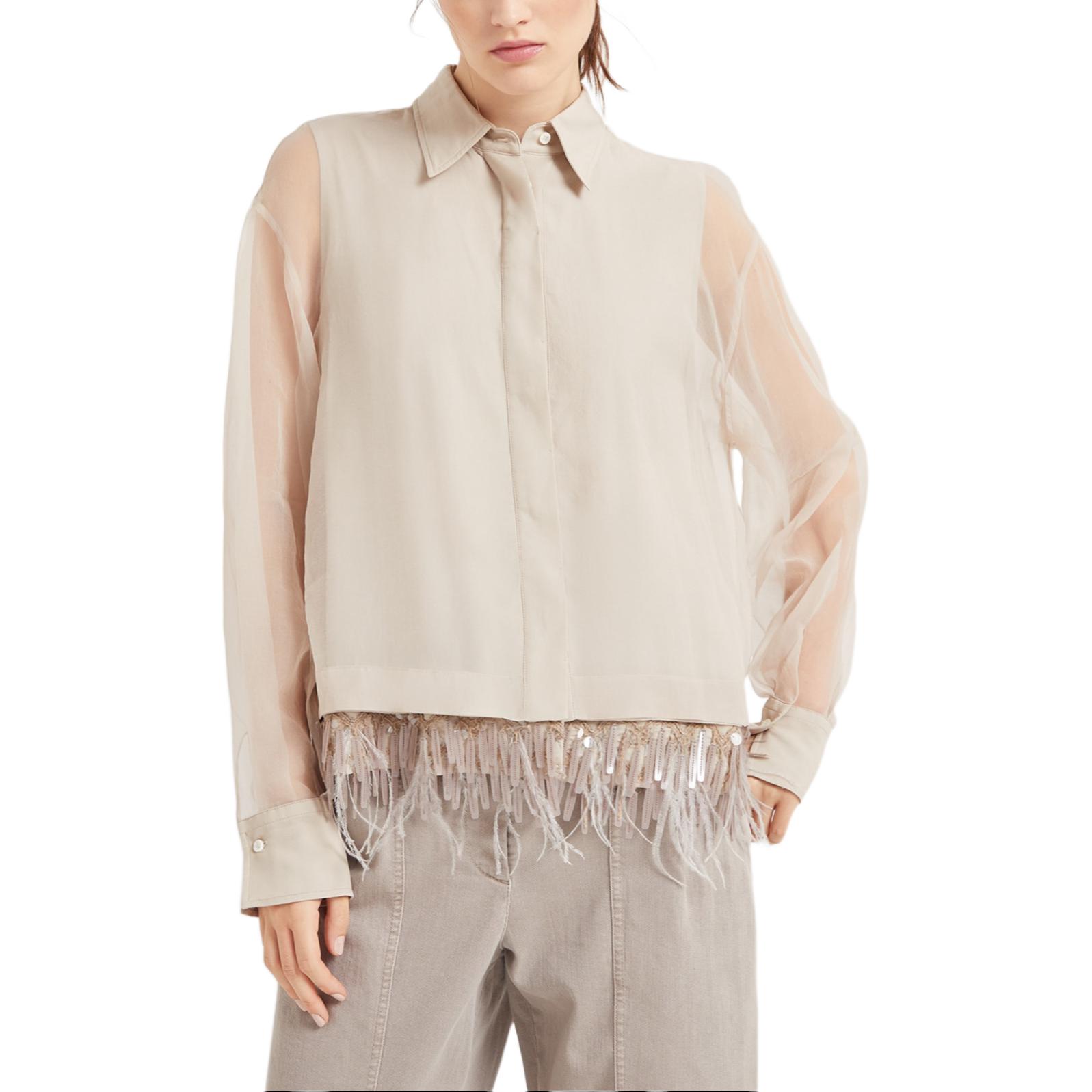 Блузка с отделкой бахромой Brunello Cucinelli, светло-коричневый желтый
Блузка с отделкой бахромой Brunello Cucinelli, светло-коричневый желтый