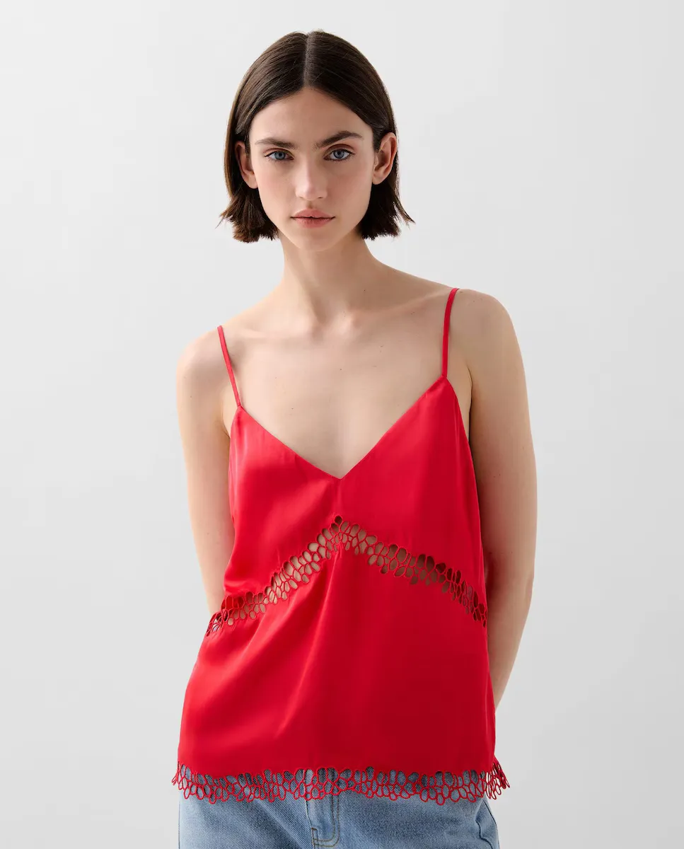 Женский топ на бретелях с вышитыми деталями Scalpers, красный
Женский топ на бретелях с вышитыми деталями Scalpers, красный