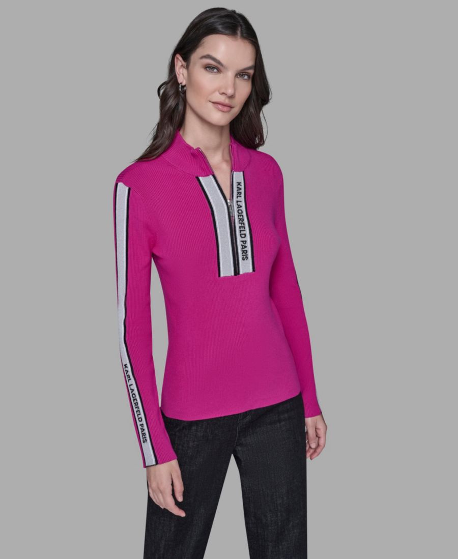 Женский свитер на молнии с логотипом и лентой KARL LAGERFELD PARIS, Bright Jewel Pink
Женский свитер на молнии с логотипом и лентой KARL LAGERFELD PARIS, Bright Jewel Pink