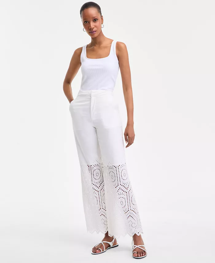 Женские хлопковые брюки с ажурной вставкой I.N.C. International Concepts, белый
Женские хлопковые брюки с ажурной вставкой I.N.C. International Concepts, белый