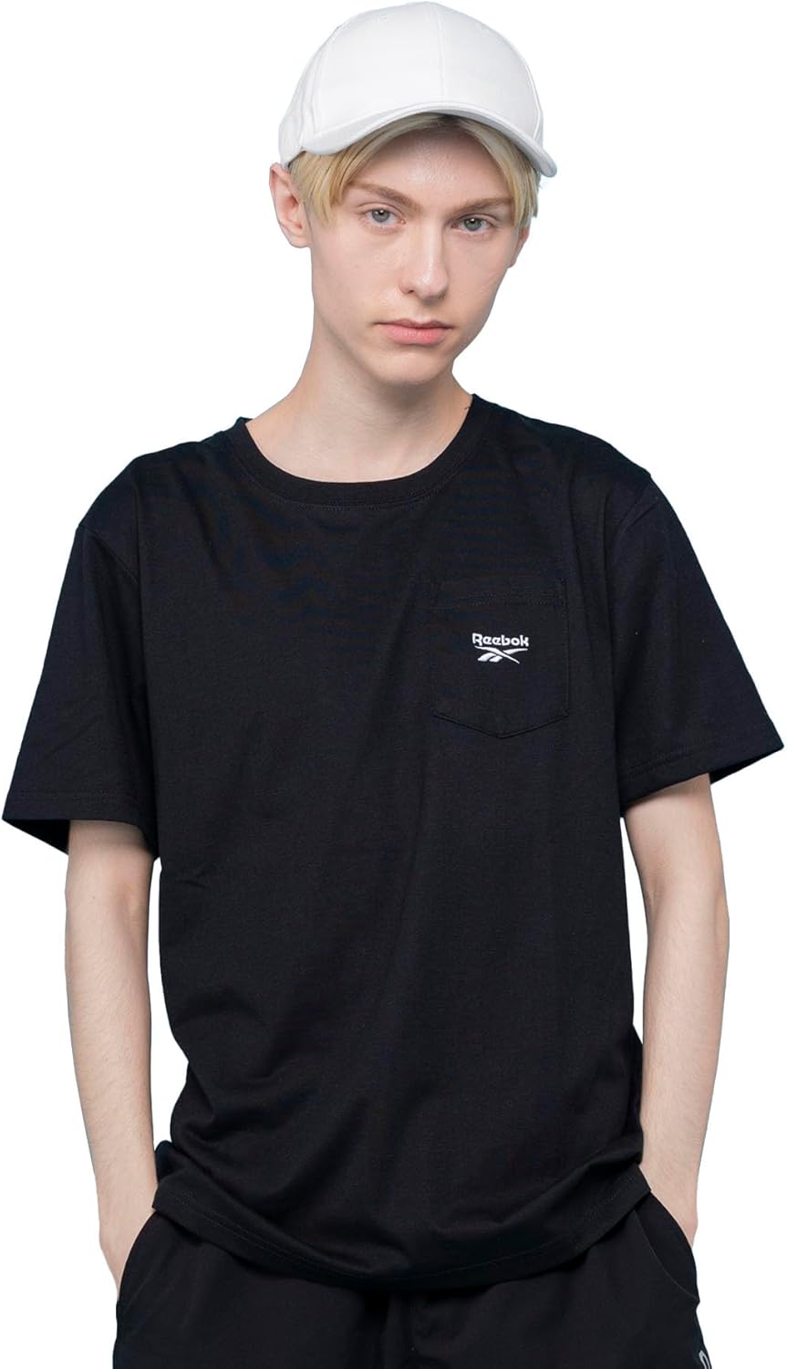 Мужская футболка Reebok с коротким рукавом, карманом, логотипом, хлопок, RM-4118, черный
Мужская футболка Reebok с коротким рукавом, карманом, логотипом, хлопок, RM-4118, черный