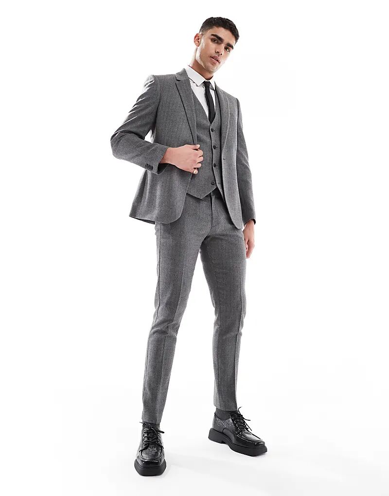 Узкие шерстяные брюки ASOS DESIGN темно-серого цвета
Узкие шерстяные брюки ASOS DESIGN темно-серого цвета