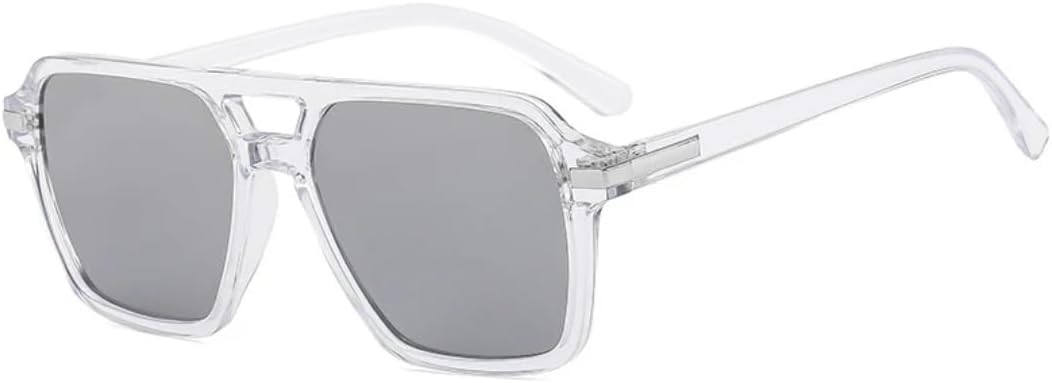 Ретро солнцезащитные очки с двойной перемычкой для женщин, прозрачные линзы с градиентным зеркальным покрытием, защита от УФ-излучения UV400 для мужчин. Модные VRTRFFTR, Transparent Silver
Ретро солнцезащитные очки с двойной перемычкой для женщин, прозрачные линзы с градиентным зеркальным покрытием, защита от УФ-излучения UV400 для мужчин. Модные VRTRFFTR, Transparent Silver