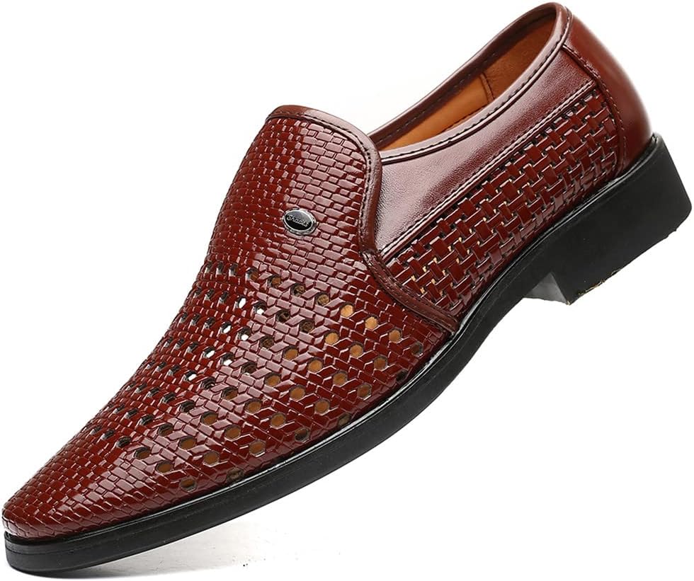 Мужские плетеные повседневные лоферы Santimon без шнурков, кожаные туфли с острым носком типа дерби, удобные дышащие прогулочные туфли, коричневый
Мужские плетеные повседневные лоферы Santimon без шнурков, кожаные туфли с острым носком типа дерби, удобные дышащие прогулочные туфли, коричневый