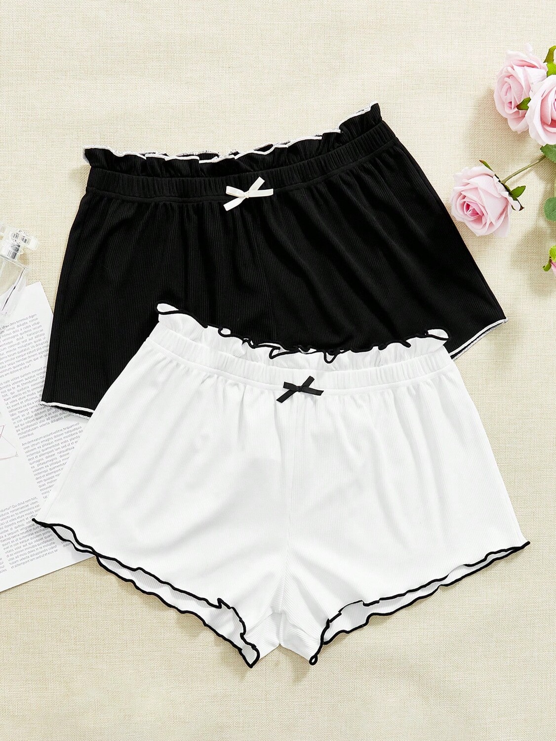 Цветные брюки с замком, резинка на талии, пижама, украшенная бантом, черный
Цветные брюки с замком, резинка на талии, пижама, украшенная бантом, черный