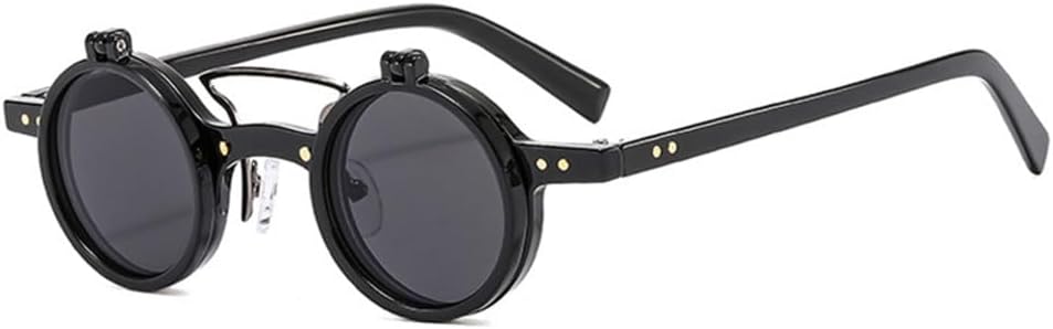 Женские солнцезащитные очки в стиле панк с двойными перемычками, ретро-очки с откидными линзами, защита от УФ-излучения UV400, мужские солнцезащитные очки с заклепками MTZJH, Black Grey
Женские солнцезащитные очки в стиле панк с двойными перемычками, ретро-очки с откидными линзами, защита от УФ-излучения UV400, мужские солнцезащитные очки с заклепками MTZJH, Black Grey