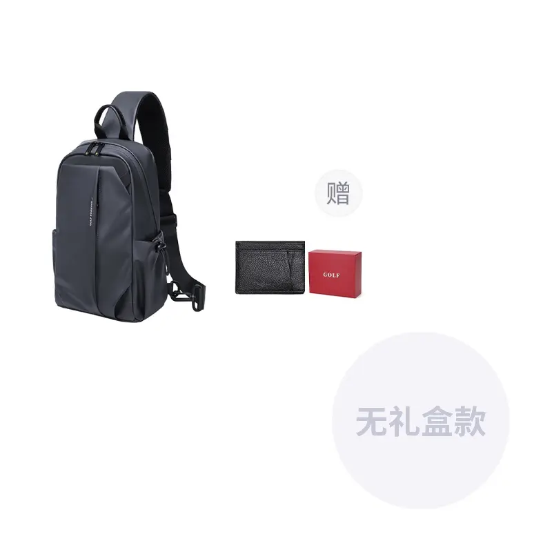 GOLF Тканевая наплечная сумка через плечо поясная сумка мужская в туманно-черном и элегантно-сером цвете, Elegant Gray (Style 2)+Card Holder 1 Pc