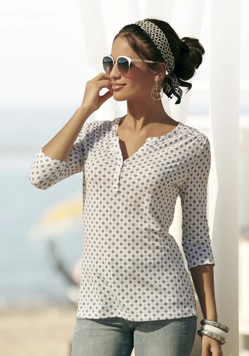 Рубашка LASCANA с рукавом 3/4 в модном образе блузы, кремовый
Рубашка LASCANA с рукавом 3/4 в модном образе блузы, кремовый