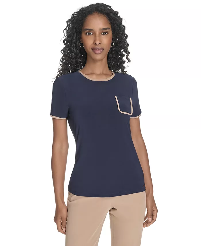 Женская футболка с коротким рукавом и круглым вырезом, карманом Tommy Hilfiger, синий
Женская футболка с коротким рукавом и круглым вырезом, карманом Tommy Hilfiger, синий