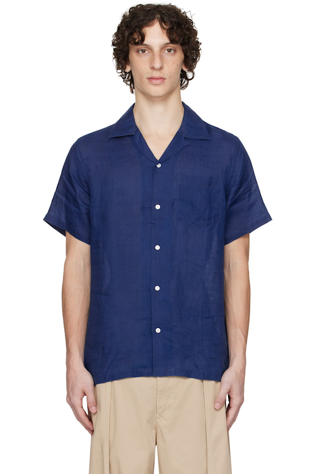 Рубашка с отложным воротником из рами Drake'S, индиго
Рубашка с отложным воротником из рами Drake'S, индиго