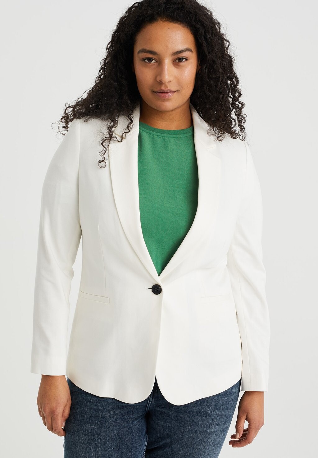 Пиджак WE Fashion GETAILLEERDE STRETCH CURVE, цвет Weiß 
Пиджак WE Fashion GETAILLEERDE STRETCH CURVE, цвет Weiß