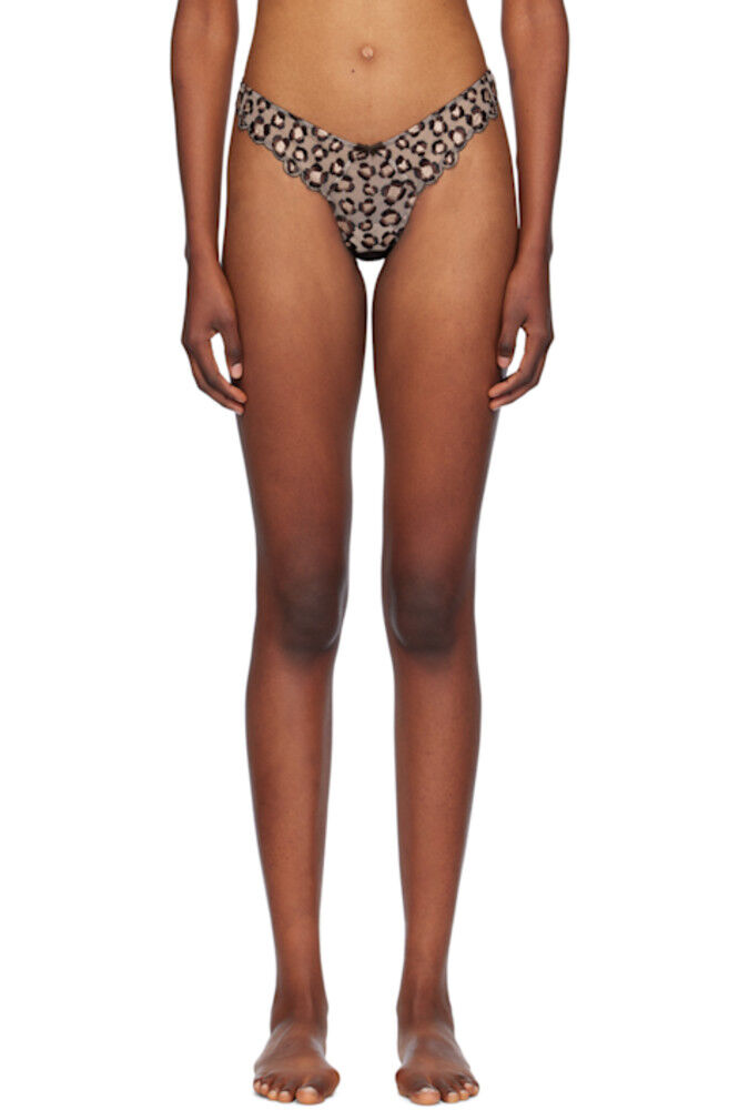 Коричневые стринги с вышивкой леопарда Fleur du Mal
Коричневые стринги с вышивкой леопарда Fleur du Mal