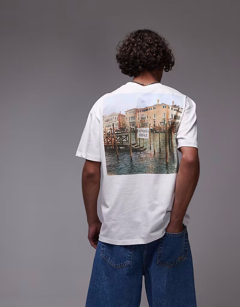 Футболка Topman премиум-класса свободного кроя с принтом гондолы спереди и сзади и вышивкой белого цвета 
Футболка Topman премиум-класса свободного кроя с принтом гондолы спереди и сзади и вышивкой белого цвета