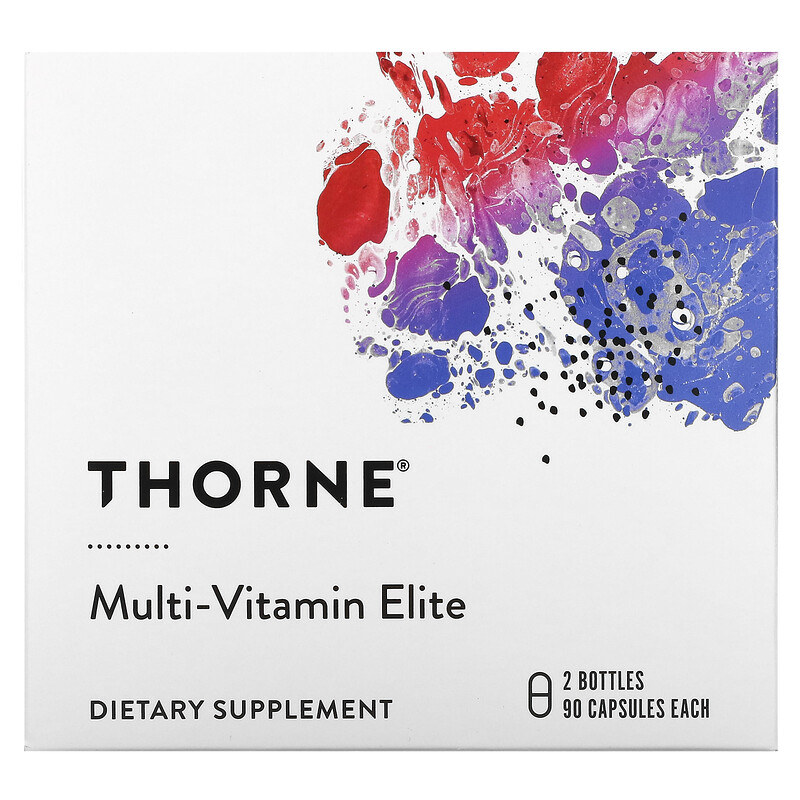 Thorne, Multi-Vitamin Elite, мультивитамины для приема утром и вечером, 2 флакона, по 90 капсул
Thorne, Multi-Vitamin Elite, мультивитамины для приема утром и вечером, 2 флакона, по 90 капсул