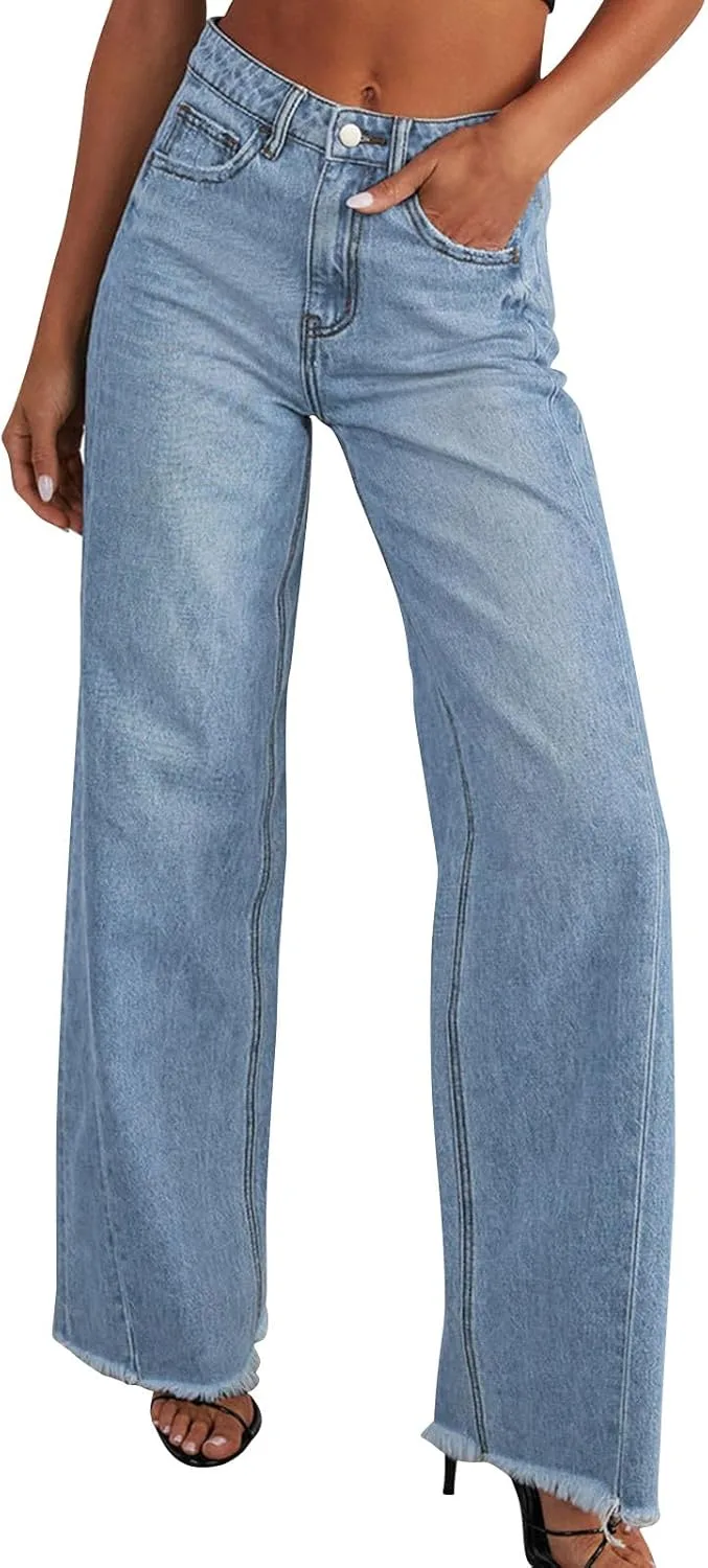Джинсы для женщин Wide Leg High Waisted с Raw Hem Akklian
Джинсы для женщин Wide Leg High Waisted с Raw Hem Akklian