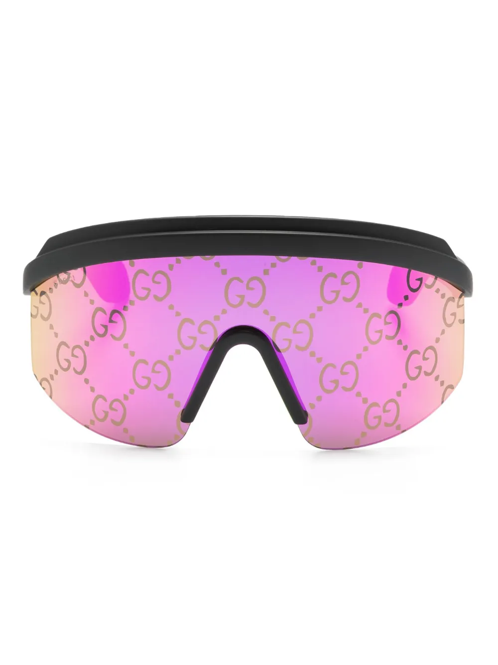 Массивные солнцезащитные очки-маска с логотипом GG Gucci Eyewear, черный 
Массивные солнцезащитные очки-маска с логотипом GG Gucci Eyewear, черный