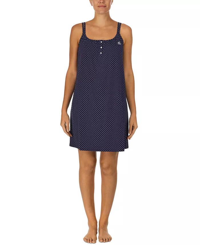 Ночная рубашка из хлопкового трикотажа с двумя бретелями Lauren Ralph Lauren, синий
Ночная рубашка из хлопкового трикотажа с двумя бретелями Lauren Ralph Lauren, синий