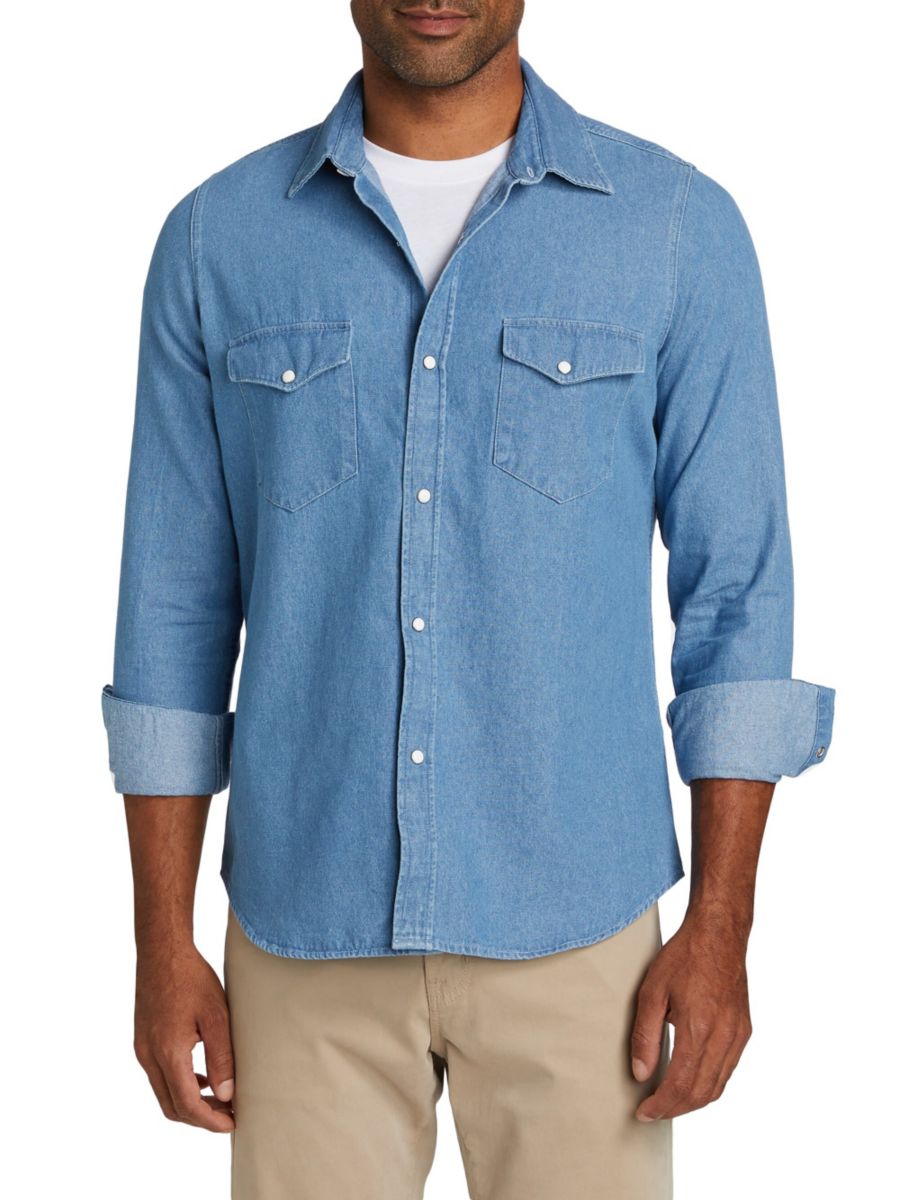 Джинсовая рубашка на пуговицах спереди Saks Fifth Avenue, светло-синий
Джинсовая рубашка на пуговицах спереди Saks Fifth Avenue, светло-синий