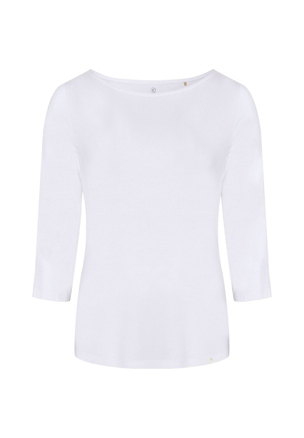 Лонгслив с широким вырезом и укороченными рукавами DETTO FATTO, белый 
Лонгслив с широким вырезом и укороченными рукавами DETTO FATTO, белый