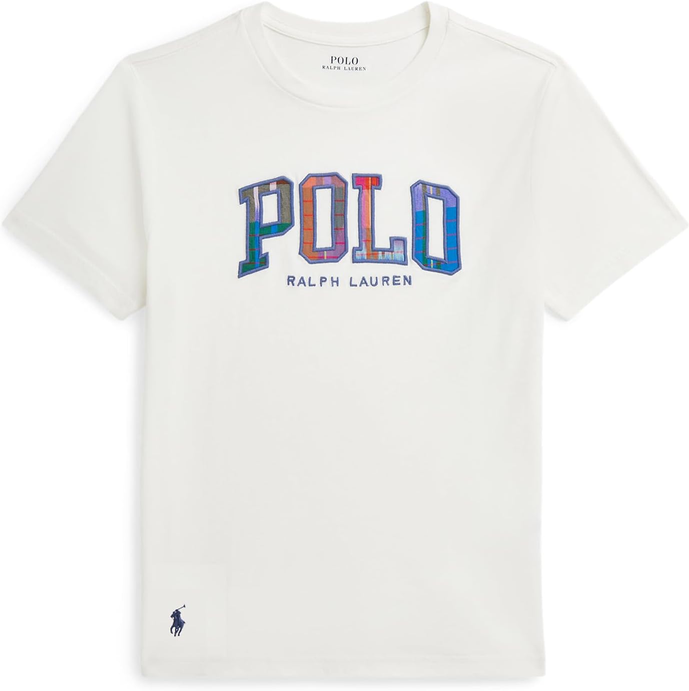Футболка Polo Ralph Lauren Kids Madras-Logo Cotton Jersey Tee, цвет Nevis 
Футболка Polo Ralph Lauren Kids Madras-Logo Cotton Jersey Tee, цвет Nevis