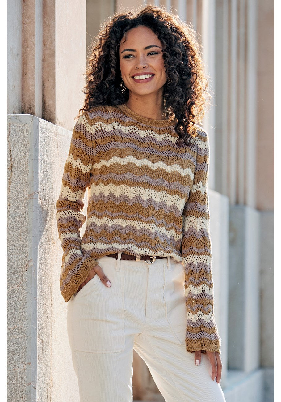 LASCANA Женский Открытый Вязаный Волнистый Полосатый Свитер, коричневый
LASCANA Женский Открытый Вязаный Волнистый Полосатый Свитер, коричневый