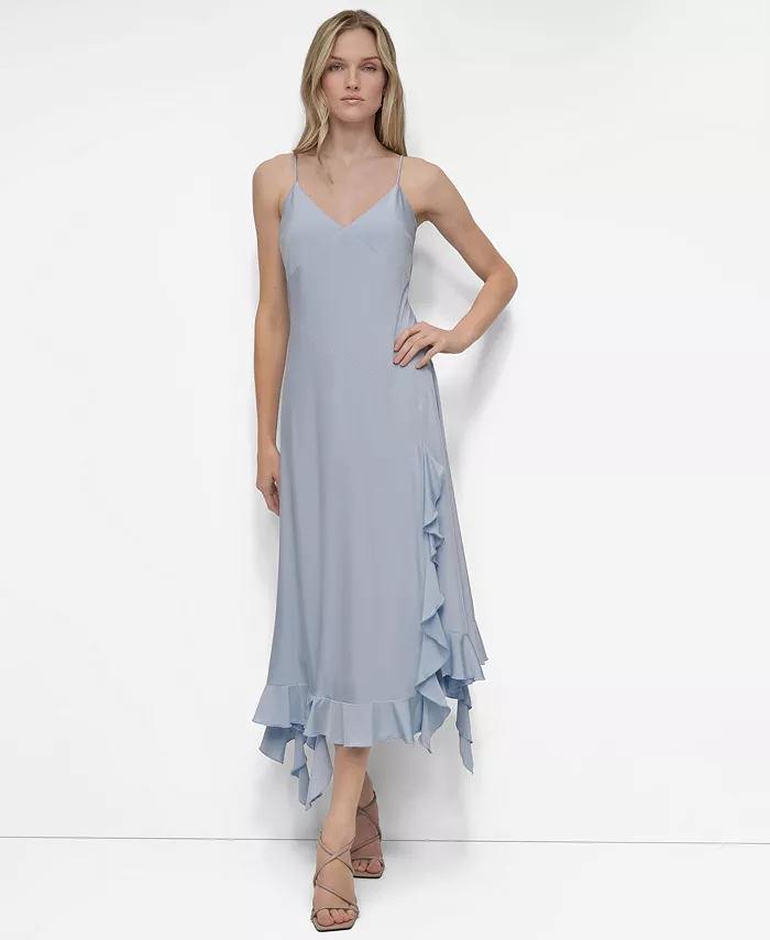 Женское миди-платье-комбинация с воланами по подолу DKNY, синий
Женское миди-платье-комбинация с воланами по подолу DKNY, синий